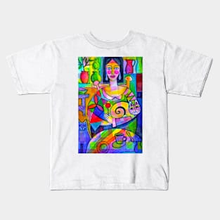 Lady with cats Kids T-Shirt